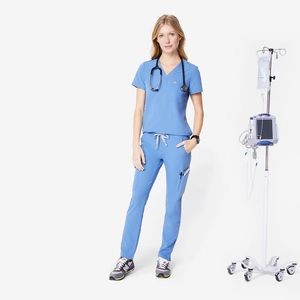 Wear Figs XSP Ceil Blue Yola Skinny Scrub Pants